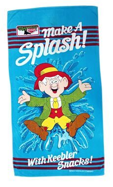 VTG 1987 Keebler Snacks Elf Advertising Beach Towel Make A Splash Promo Hilasal